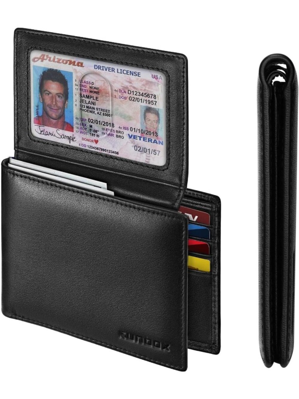 Genuine Leather Bifold Wallet for Men, RFID Blocking, 12 Card Slots, Minimalist